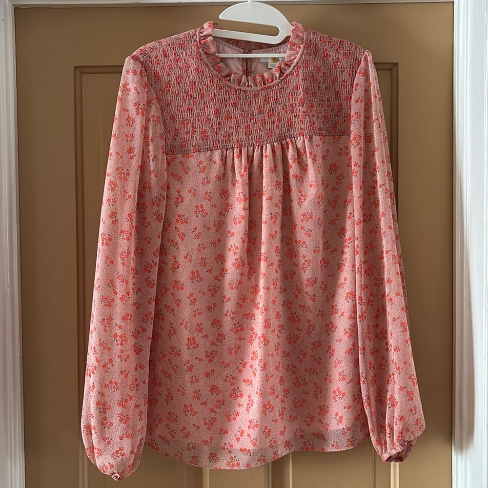 Boden pink floral blouse